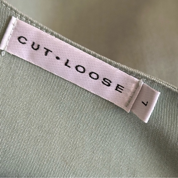 CUT LOOSE Pistachio Green Tencel 2 Piece Pants & Top Set Lightweight Lounge L - Picture 11 of 14